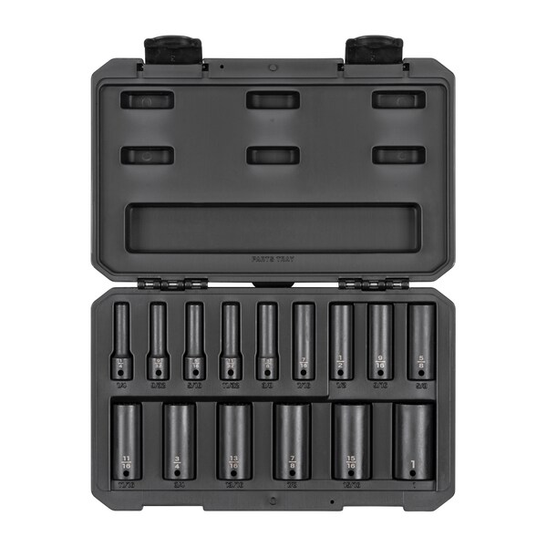 3/8 Inch Drive Deep 12-Point Impact Socket Set, 15-Piece (1/4 - 1 in.)